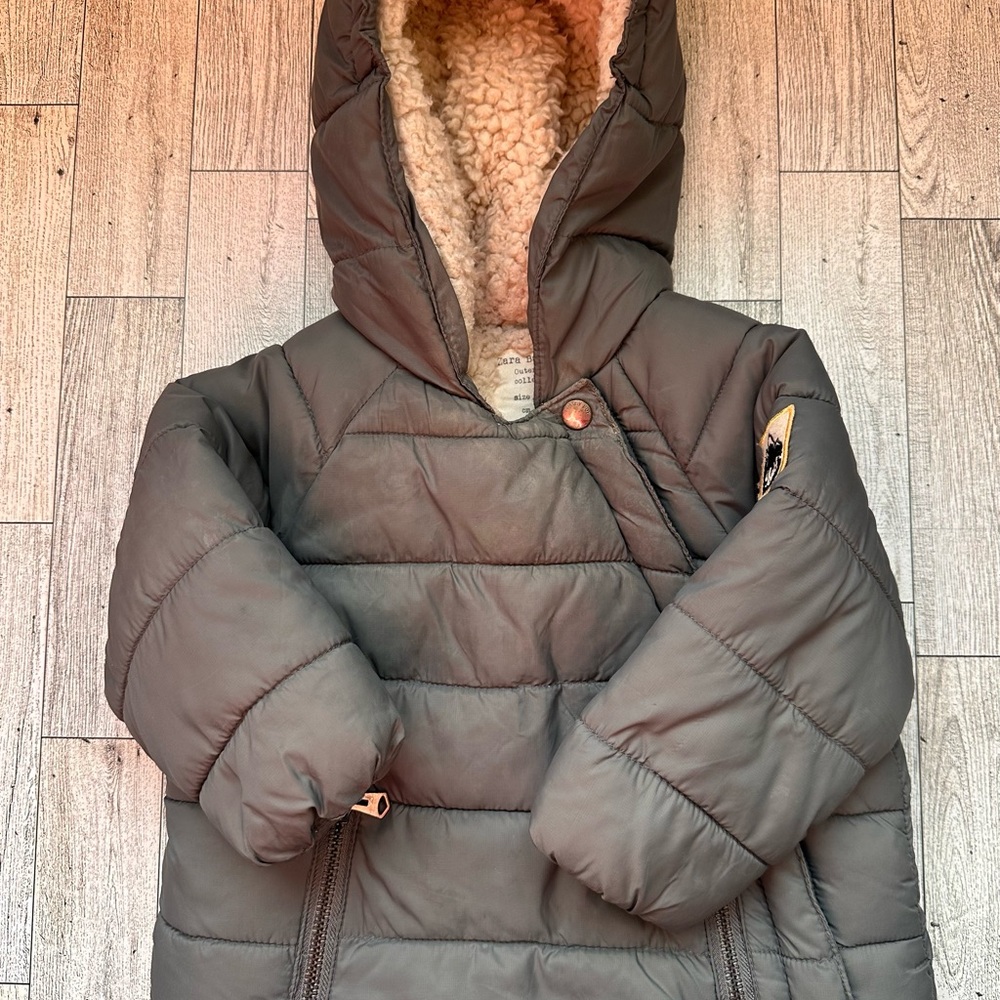 Kids Hooded Puffer Jacket - Gray, 3-6 month